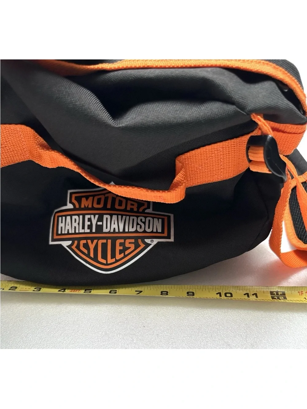NEW HARLEY DAVIDSON MOTORCYCLE DUFFEL BACKPACK  TRAVEL TOURING BAG ORANGE BLACK